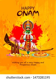 easy to edit vector illustration of Happy Onam holiday for South India festival background