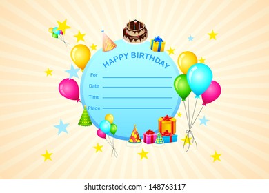 easy to edit vector illustration of Happy Birthday Invitation Card