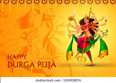easy to edit vector illustration of Happy Durga Puja India festival holiday background