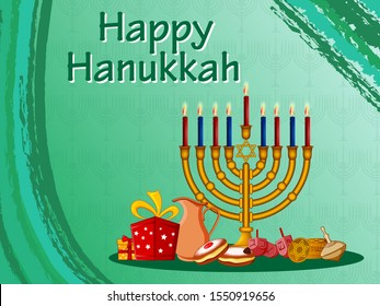 easy to edit vector illustration of Happy Hanukkah for Israel Festival of Lights celebration
