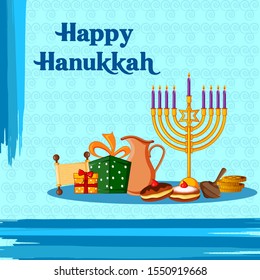 easy to edit vector illustration of Happy Hanukkah for Israel Festival of Lights celebration