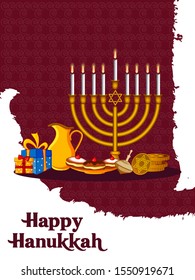 easy to edit vector illustration of Happy Hanukkah for Israel Festival of Lights celebration