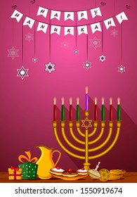 easy to edit vector illustration of Happy Hanukkah for Israel Festival of Lights celebration