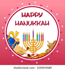 easy to edit vector illustration of Happy Hanukkah for Israel Festival of Lights celebration