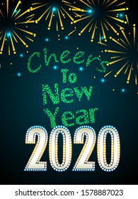 easy to edit vector illustration of Happy New Year 2020 wishes seasonal greeting background