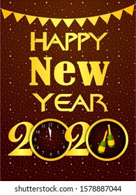 easy to edit vector illustration of Happy New Year 2020 wishes seasonal greeting background