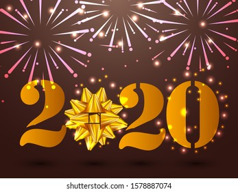 easy to edit vector illustration of Happy New Year 2020 wishes seasonal greeting background
