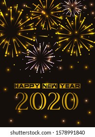 easy to edit vector illustration of Happy New Year 2020 wishes seasonal greeting background