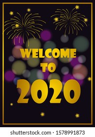 easy to edit vector illustration of Happy New Year 2020 wishes seasonal greeting background