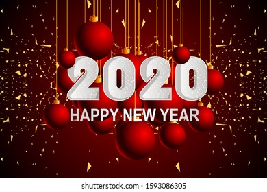 easy to edit vector illustration of Happy New Year 2020 wishes seasonal greeting background