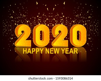 easy to edit vector illustration of Happy New Year 2020 wishes seasonal greeting background