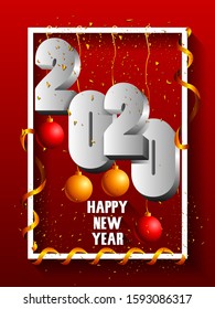 easy to edit vector illustration of Happy New Year 2020 wishes seasonal greeting background