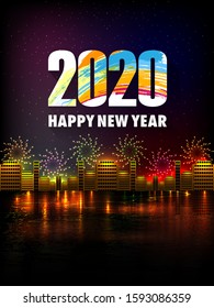 easy to edit vector illustration of Happy New Year 2020 wishes seasonal greeting background
