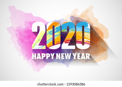 Easy To Edit Vector Illustration Of Happy New Year 2020 Wishes Seasonal Greeting Background