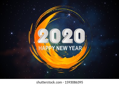 easy to edit vector illustration of Happy New Year 2020 wishes seasonal greeting background