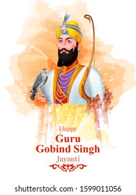 easy to edit vector illustration of Happy Guru Gobind Singh Jayanti religious festival celebration of Sikh in Punjab India