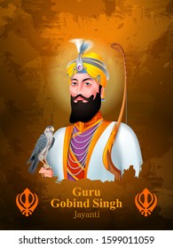 easy to edit vector illustration of Happy Guru Gobind Singh Jayanti religious festival celebration of Sikh in Punjab India