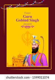 easy to edit vector illustration of Happy Guru Gobind Singh Jayanti religious festival celebration of Sikh in Punjab India