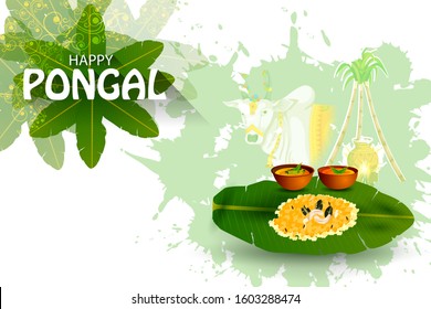 easy to edit vector illustration of Happy Pongal festival of Tamil Nadu India background