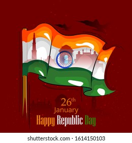 leicht zu bearbeiten Vektorillustration Illustration von Happy Republic Day of India dreifarbiger Hintergrund für den 26. Januar