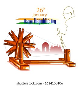 easy to edit vector illustration of Happy Republic Day of India tricolor background for 26 January