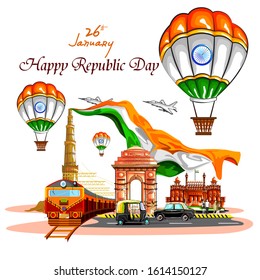 easy to edit vector illustration of Happy Republic Day of India tricolor background for 26 January