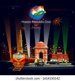 easy to edit vector illustration of Happy Republic Day of India tricolor background for 26 January