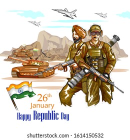 easy to edit vector illustration of Happy Republic Day of India tricolor background for 26 January