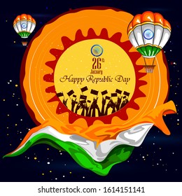 easy to edit vector illustration of Happy Republic Day of India tricolor background for 26 January