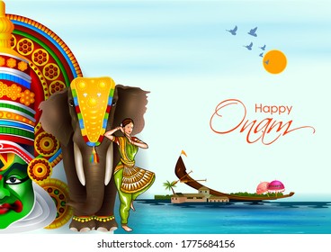 easy to edit vector illustration of Happy Onam holiday for South India festival background