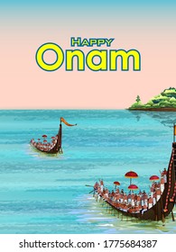 leicht zu bearbeitende Vektorgrafik von Happy Onam Feiertag für südindischen Festivalhintergrund