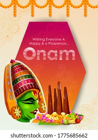 easy to edit vector illustration of Happy Onam holiday for South India festival background