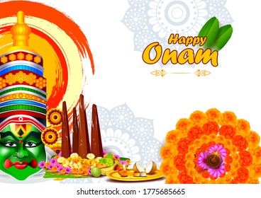 easy to edit vector illustration of Happy Onam holiday for South India festival background