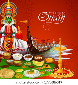 easy to edit vector illustration of Happy Onam holiday for South India festival background