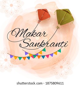 easy to edit vector illustration of Happy Makar Sankranti background with colorful kite