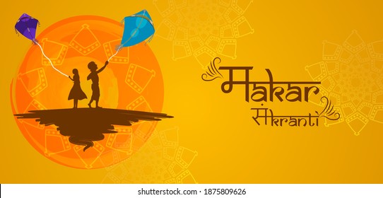 easy to edit vector illustration of Happy Makar Sankranti background with colorful kite
