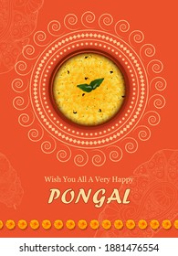 easy to edit vector illustration of Happy Pongal festival of Tamil Nadu India background