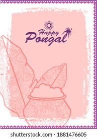 easy to edit vector illustration of Happy Pongal festival of Tamil Nadu India background