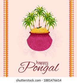 easy to edit vector illustration of Happy Pongal festival of Tamil Nadu India background