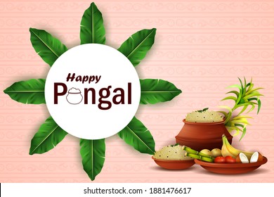 easy to edit vector illustration of Happy Pongal festival of Tamil Nadu India background