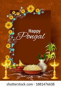 easy to edit vector illustration of Happy Pongal festival of Tamil Nadu India background