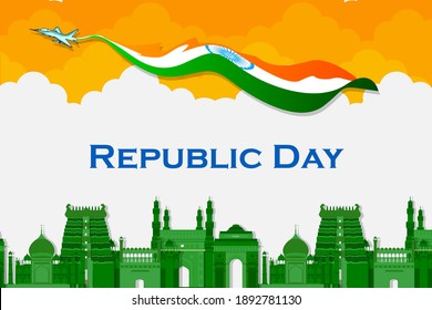 easy to edit vector illustration of Happy Republic Day of India tricolor background for 26 January