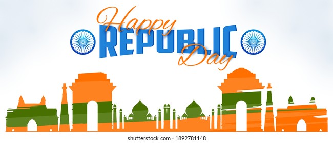 easy to edit vector illustration of Happy Republic Day of India tricolor background for 26 January