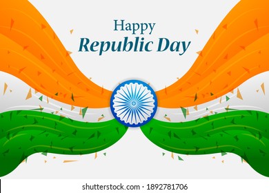 fácil de editar ilustración vectorial del Día feliz de la República de la India fondo tricolor para el 26 de enero