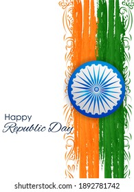 easy to edit vector illustration of Happy Republic Day of India tricolor background for 26 January