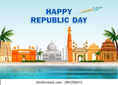 easy to edit vector illustration of Happy Republic Day of India tricolor background for 26 January
