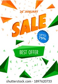 easy to edit vector illustration of Happy Republic Day of India tricolor Sale and Promotion background for 26 January advertisement