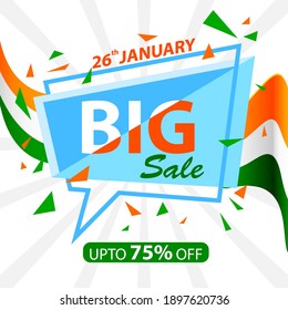 easy to edit vector illustration of Happy Republic Day of India tricolor Sale and Promotion background for 26 January advertisement