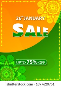 easy to edit vector illustration of Happy Republic Day of India tricolor Sale and Promotion background for 26 January advertisement