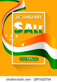easy to edit vector illustration of Happy Republic Day of India tricolor Sale and Promotion background for 26 January advertisement